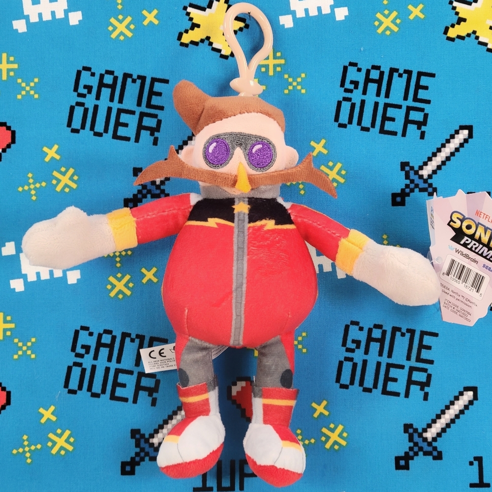 Netflix Sonic the Hedgehog Prime Dr Eggman 6" Clip Collectible Video Game Plush